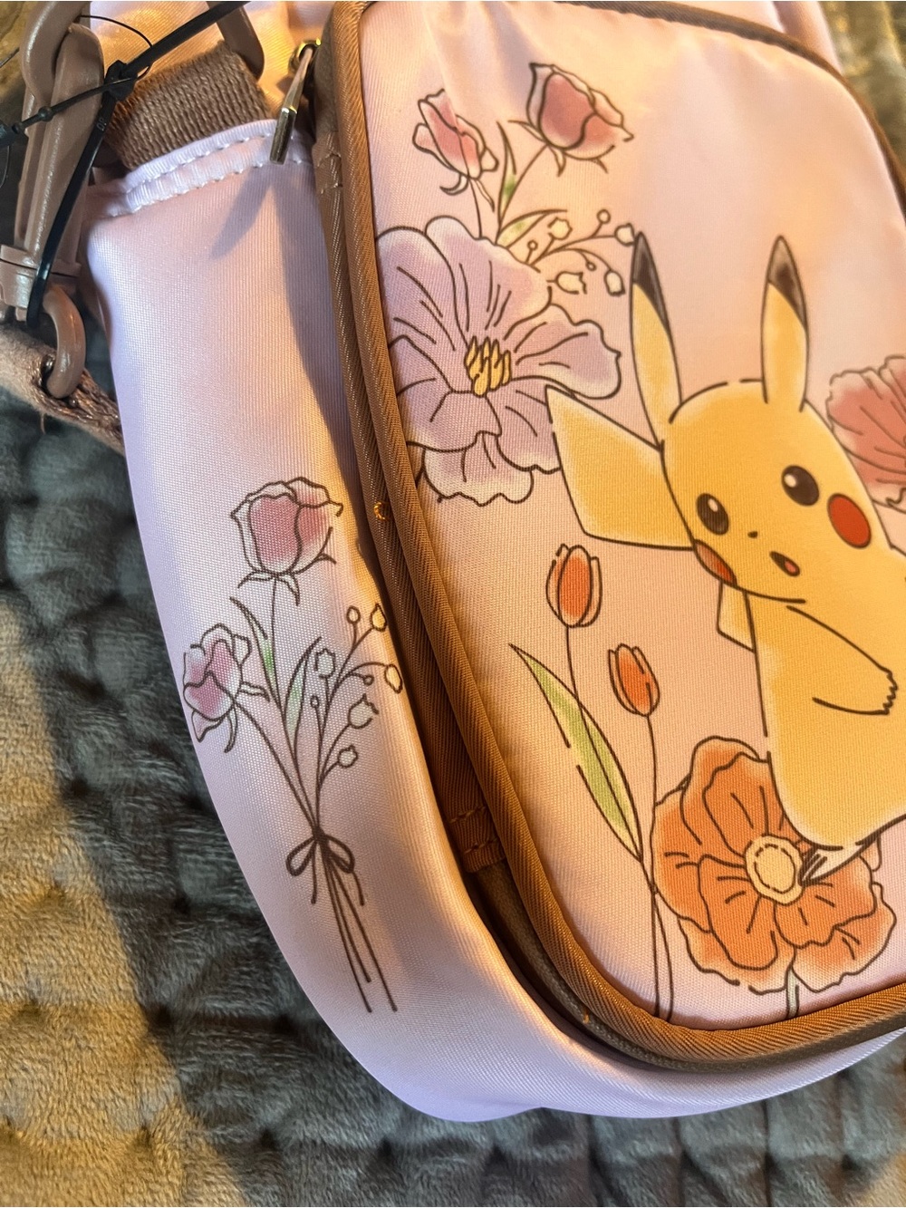 Pokemon Pink and Yellow Pikachu Floral Crossbody Bag NWT - Picture 2 of 5